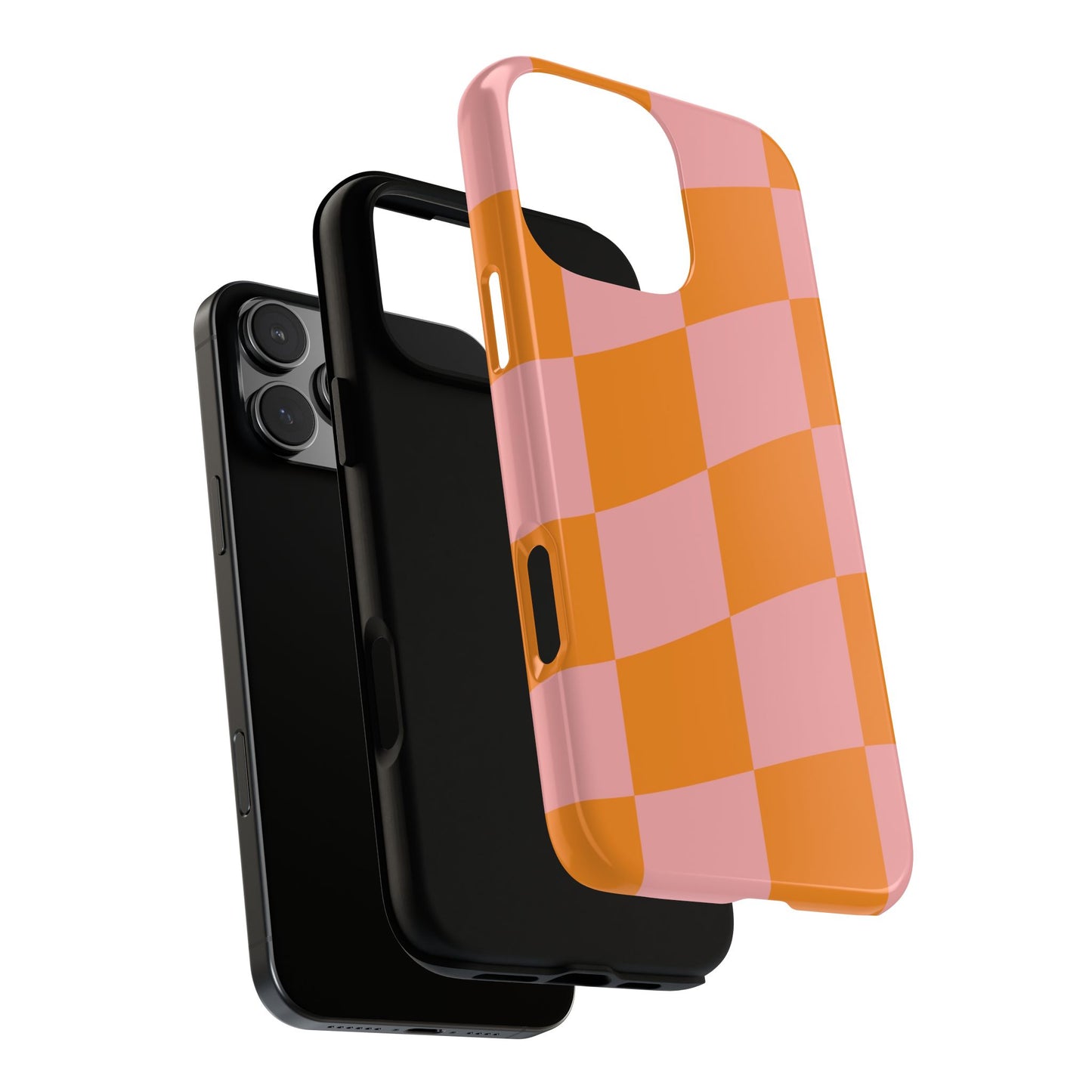 Pink & Orange Wavy Checker iPhone Case