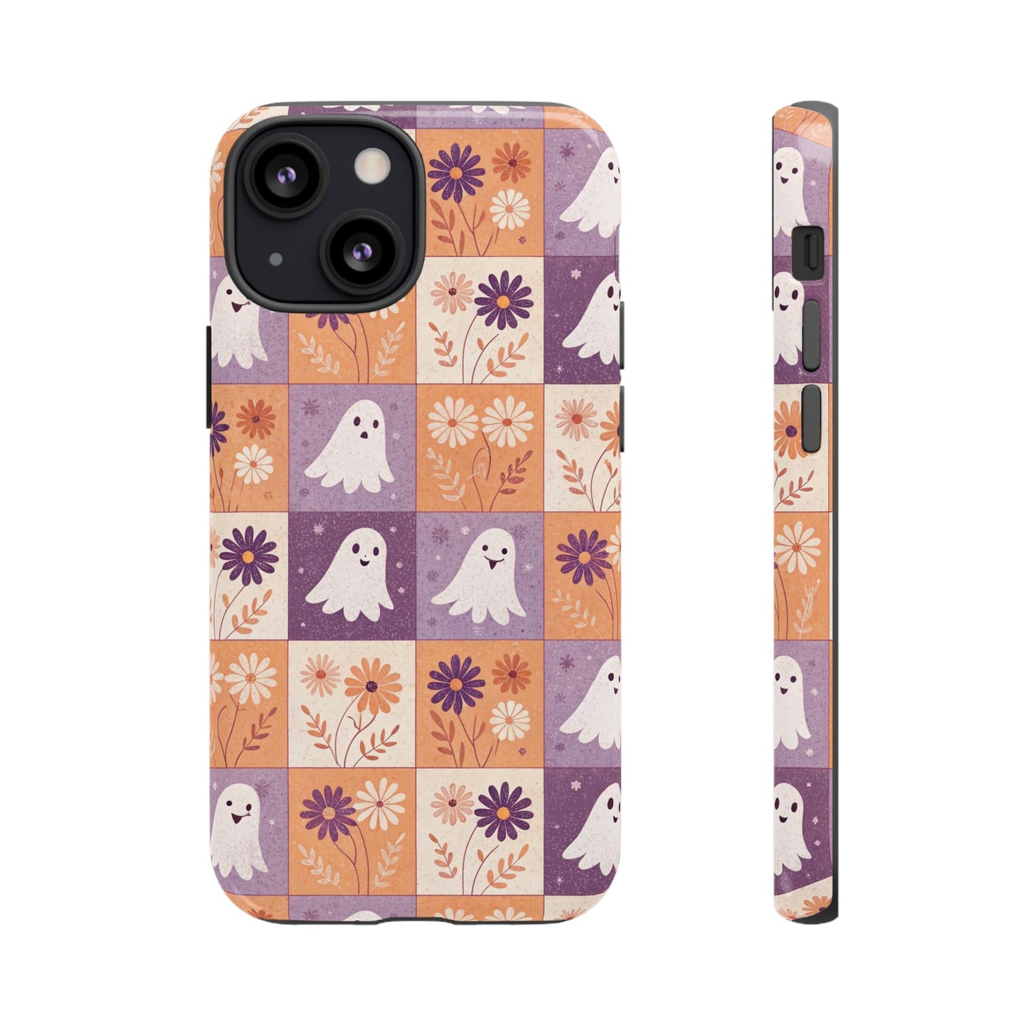 Ghost Floral Checkerboard iPhone Case