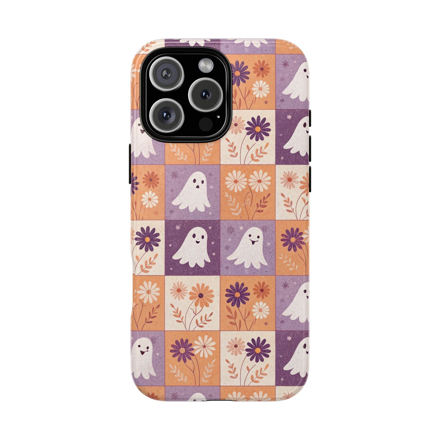 Ghost Floral Checkerboard iPhone Case