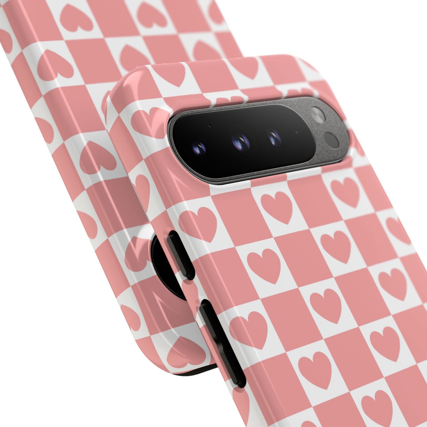 Pink Heart Checkerboard Google Pixel Case