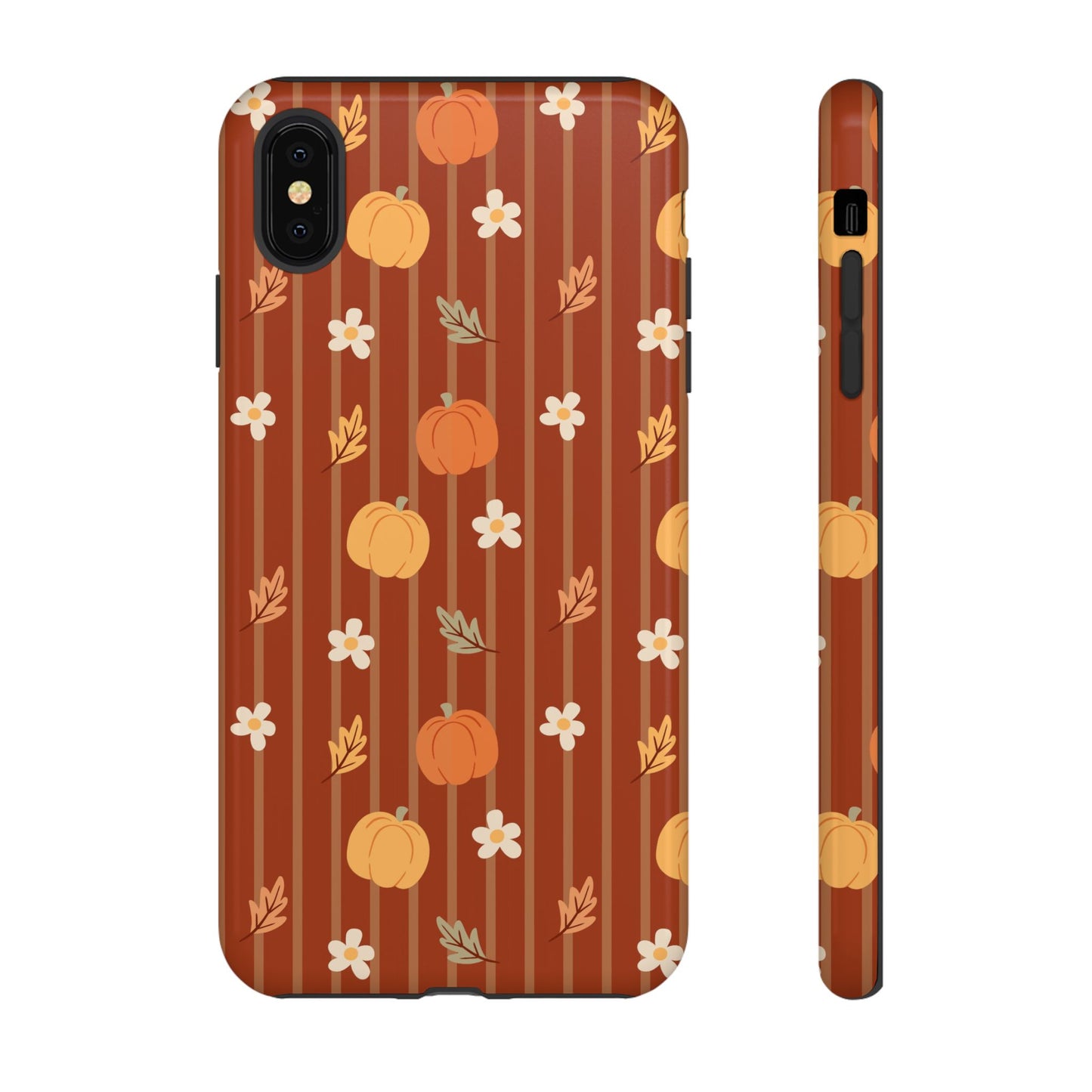 Pumpkin Spice Floral Stripe iPhone Case
