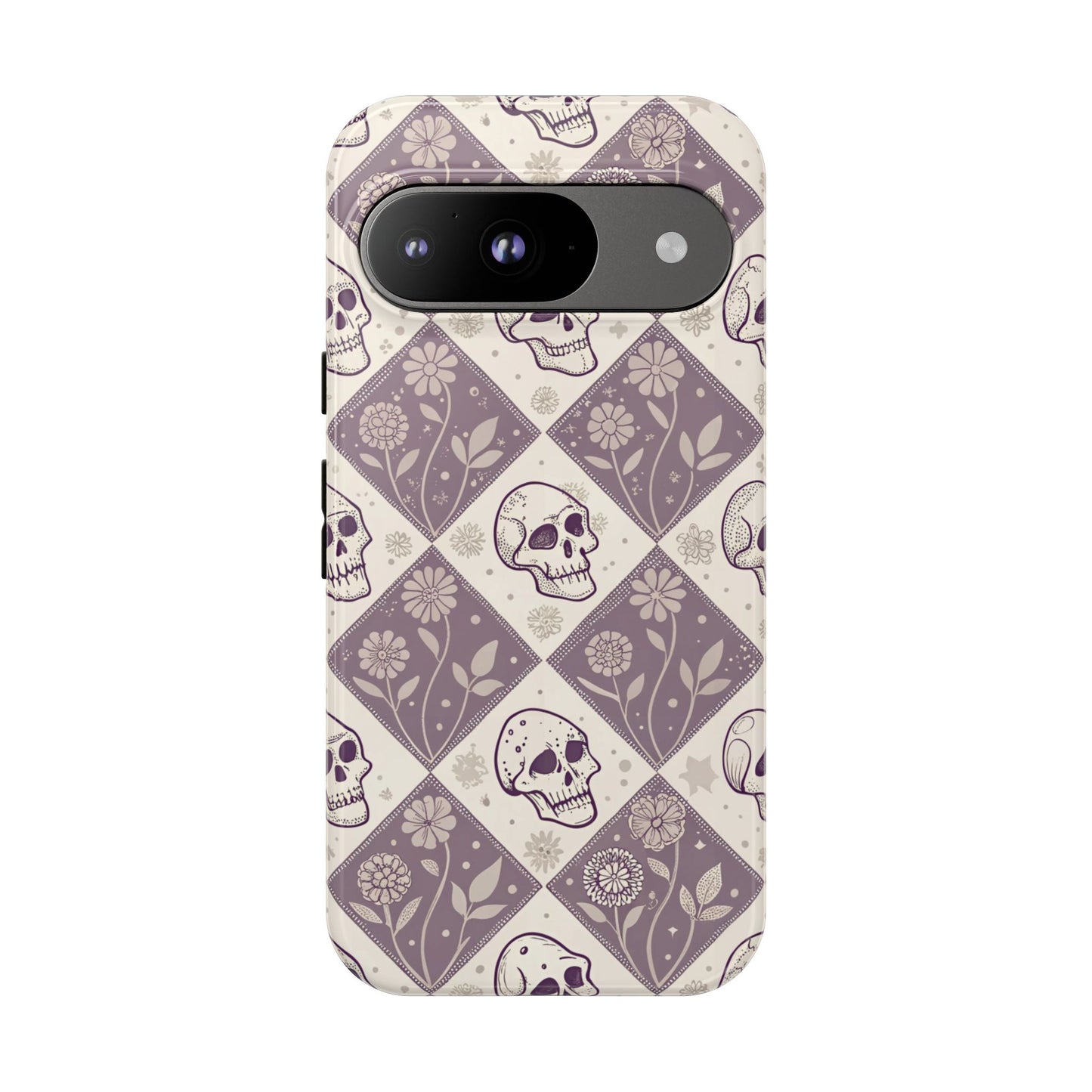 Vintage Skull & Floral Diamond Google Pixel Case