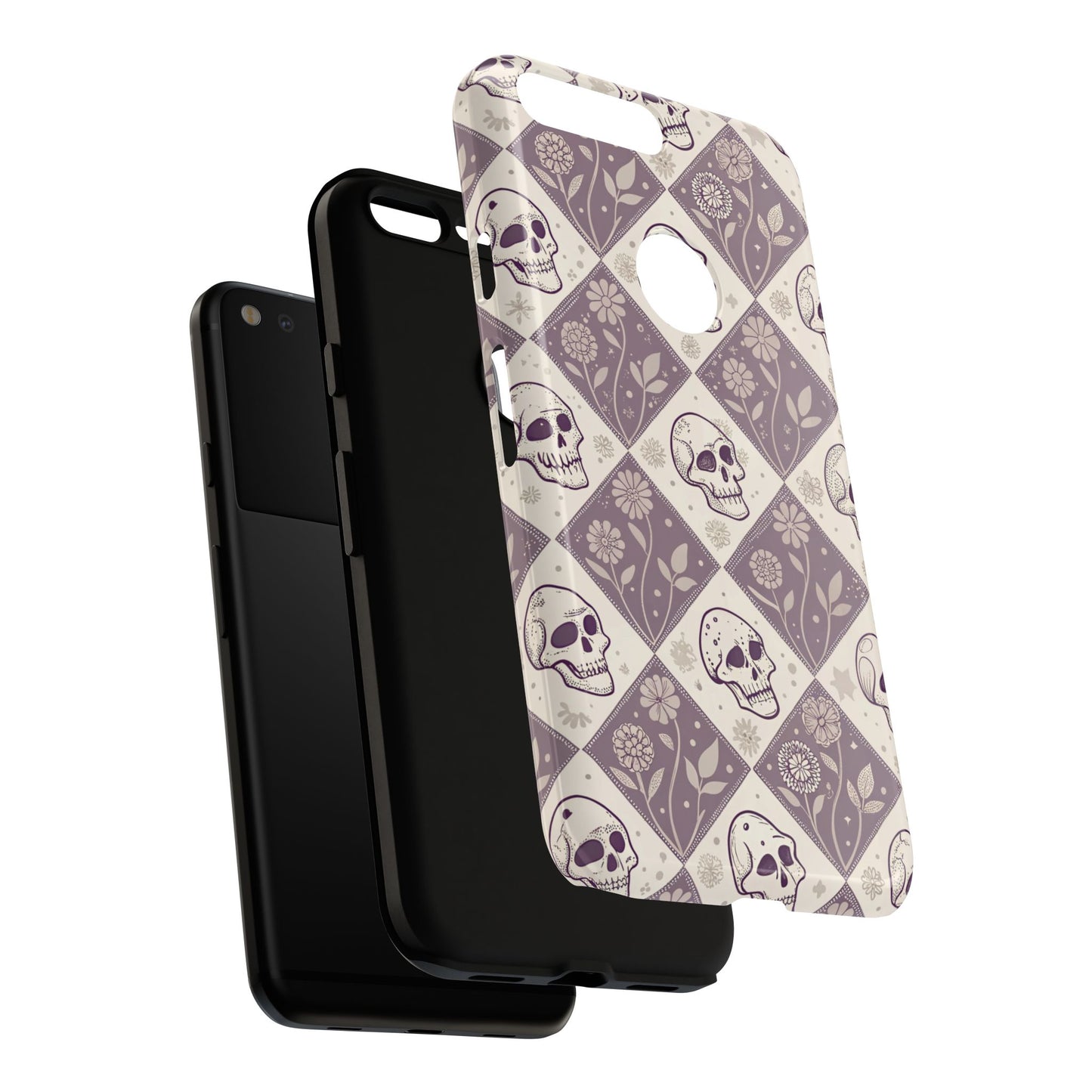 Vintage Skull & Floral Diamond Google Pixel Case