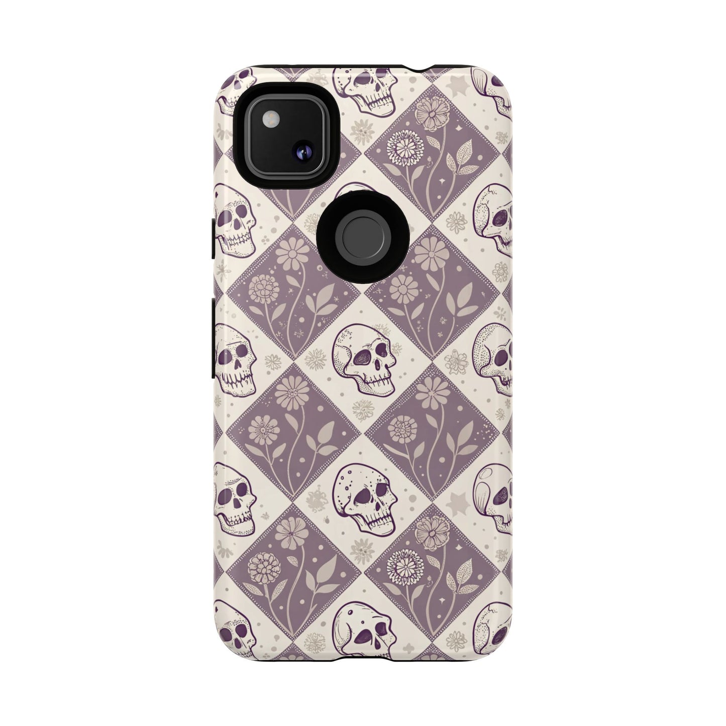 Vintage Skull & Floral Diamond Google Pixel Case