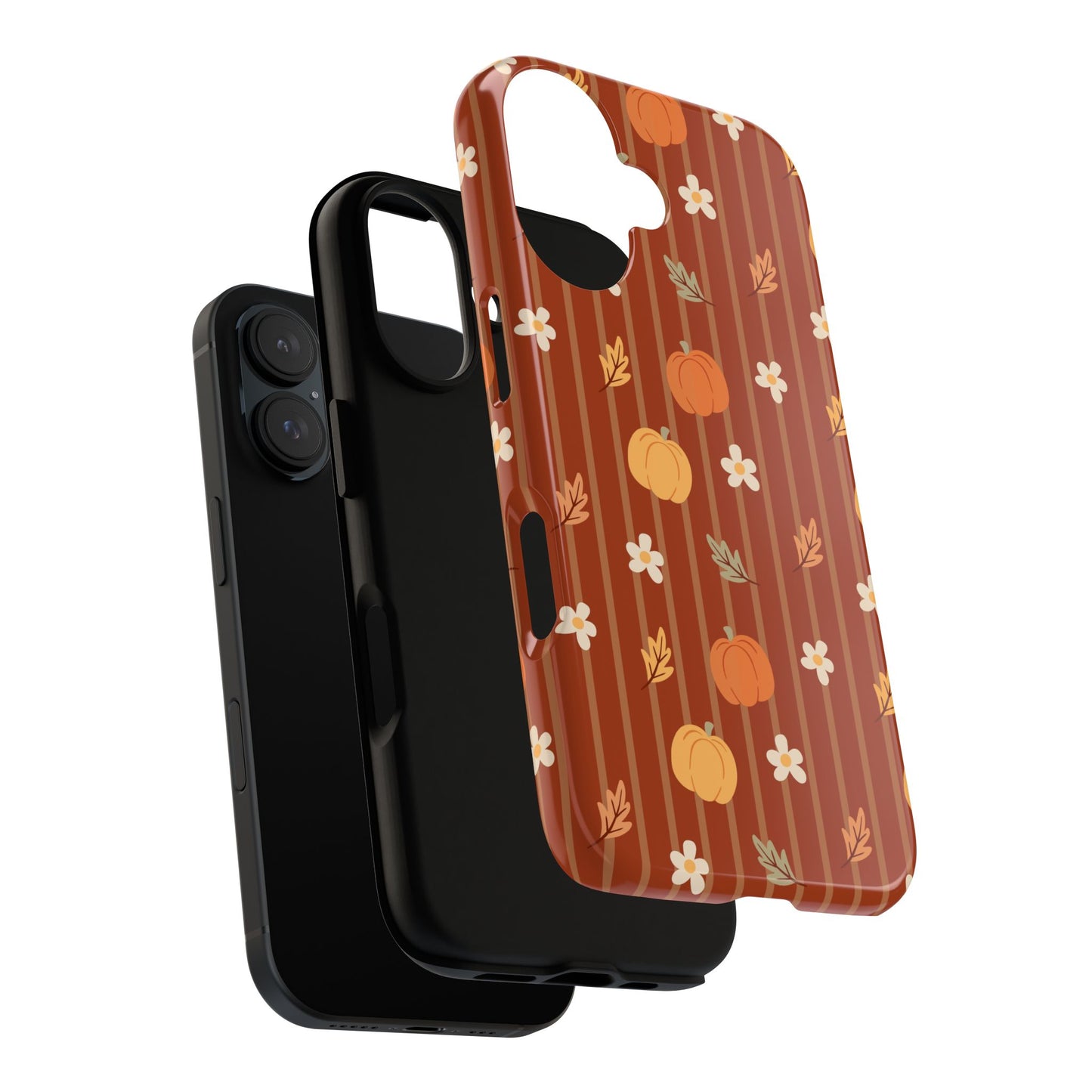 Pumpkin Spice Floral Stripe iPhone Case