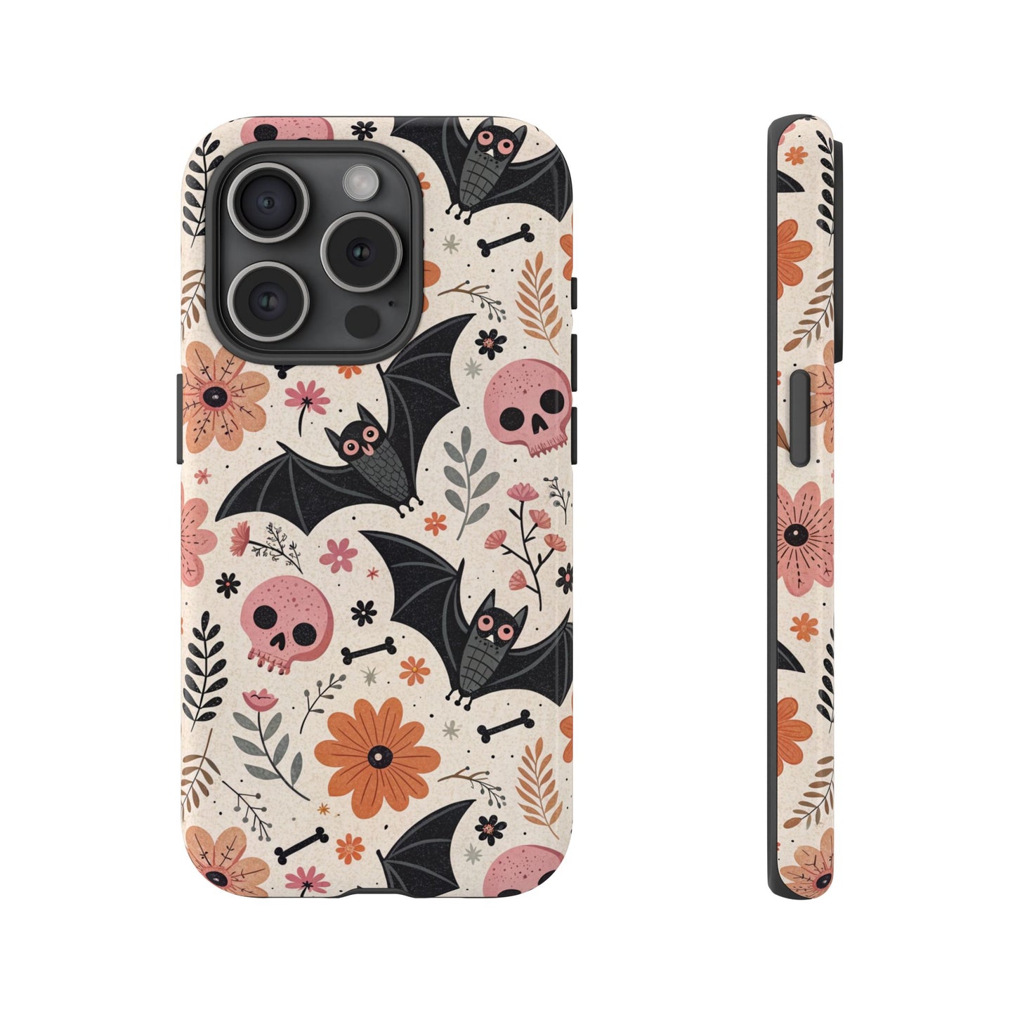 Floral Bats & Skulls Halloween iPhone Case