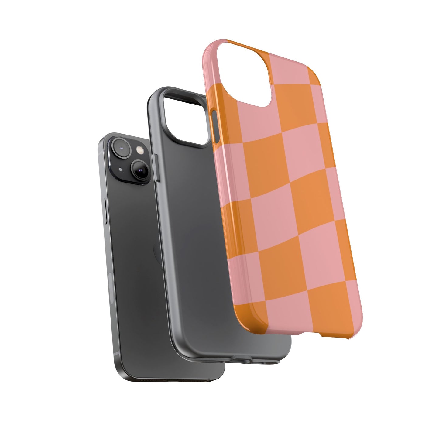 Pink & Orange Wavy Checker iPhone Case