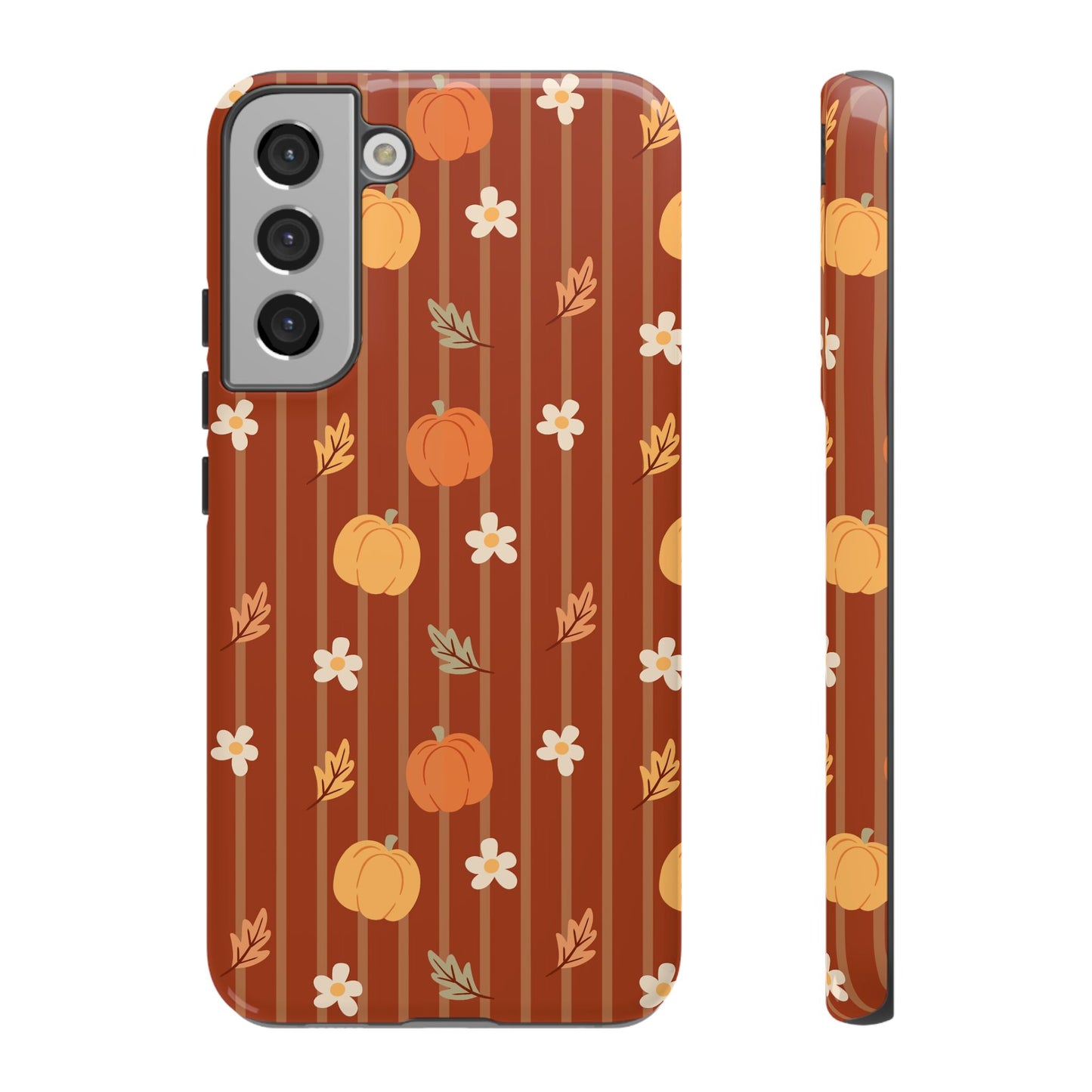 Pumpkin Spice Floral Stripe Samsung Case