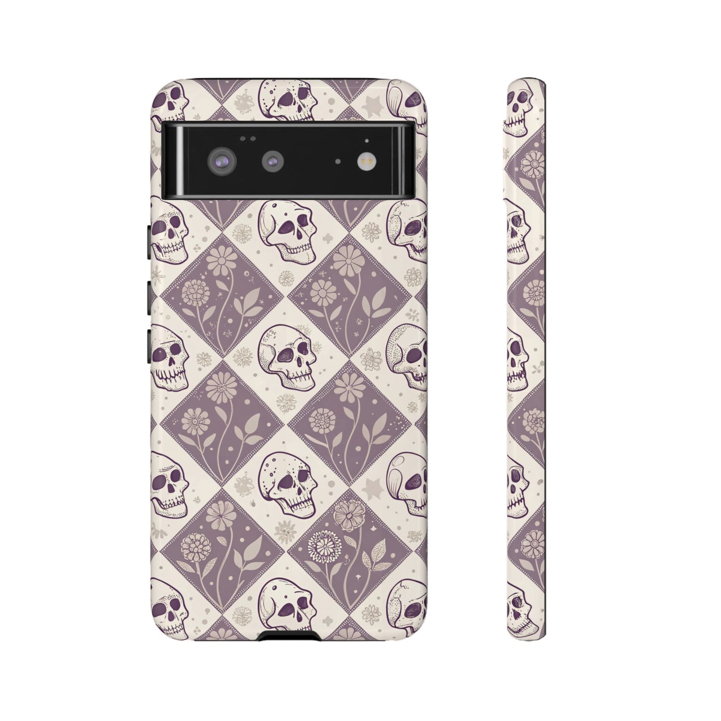 Vintage Skull & Floral Diamond Google Pixel Case