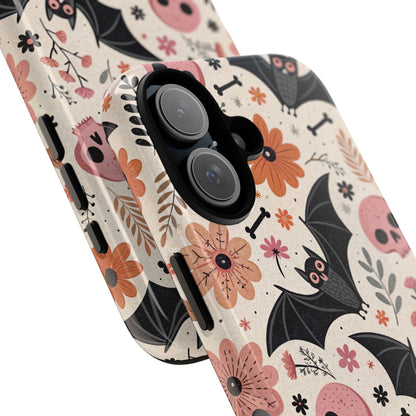 Floral Bats & Skulls Halloween iPhone Case