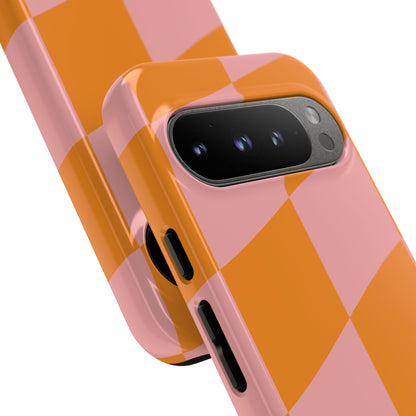 Pink & Orange Wavy Checker Google Pixel Case