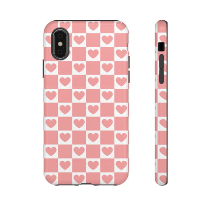 Pink Heart Checkerboard iPhone Case