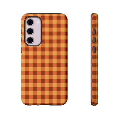 Orange Gingham Checkered Samsung Case