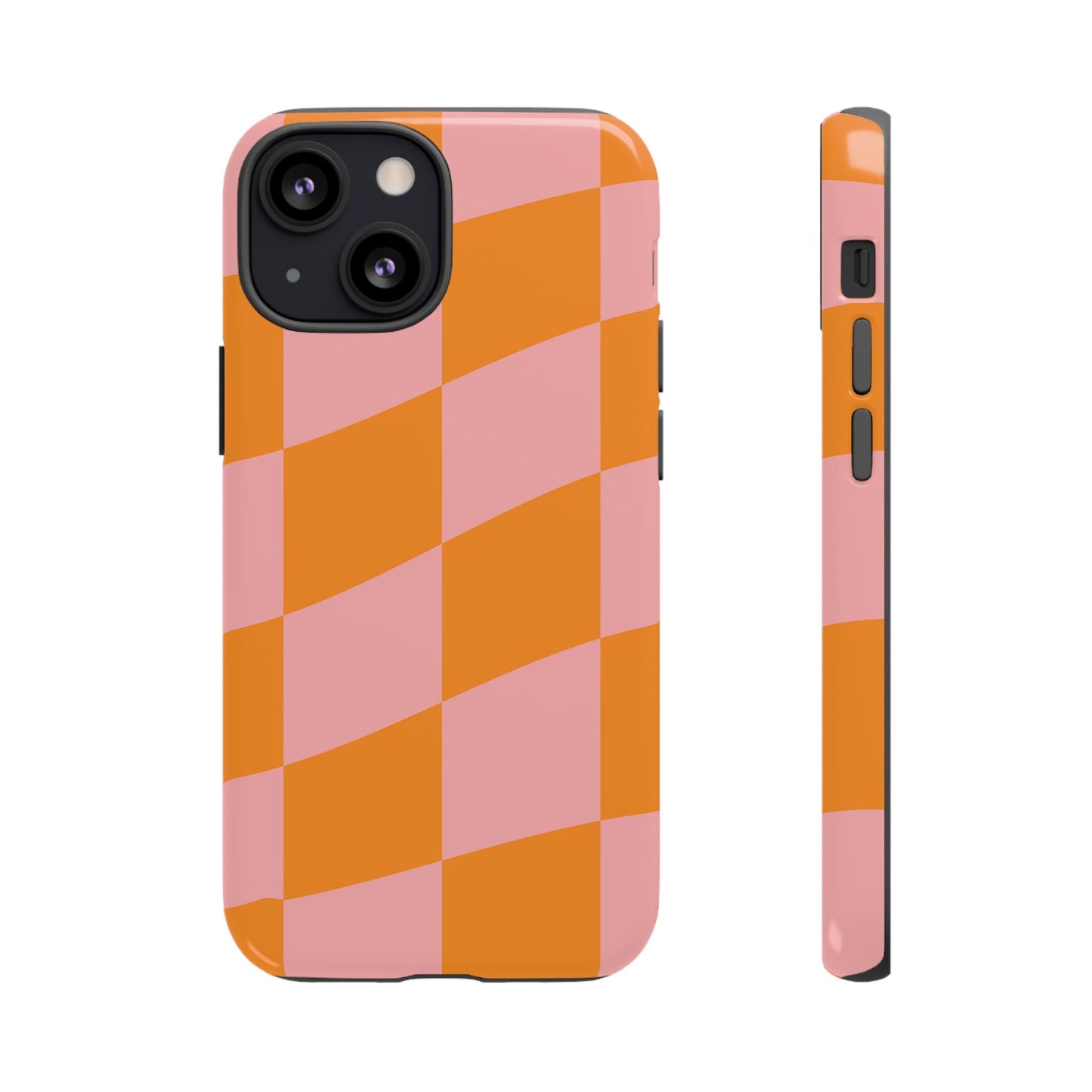 Pink & Orange Wavy Checker iPhone Case