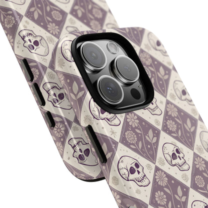 Vintage Skull & Floral Diamond iPhone Case