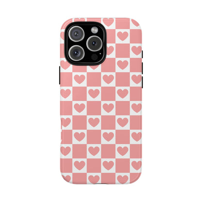 Pink Heart Checkerboard iPhone Case