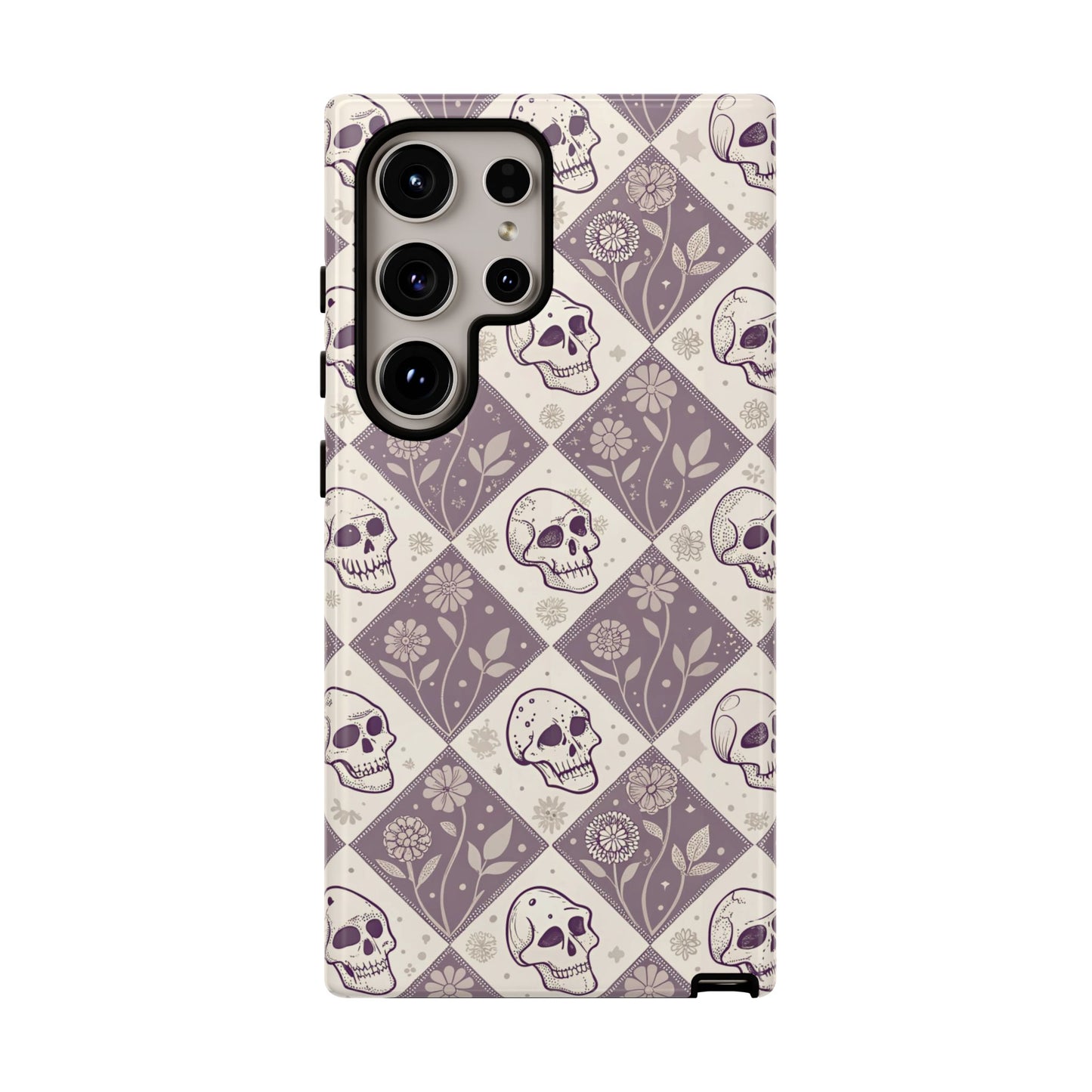Vintage Skull & Floral Diamond Samsung Case