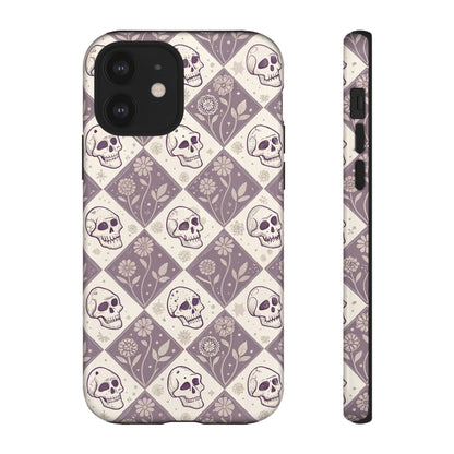 Vintage Skull & Floral Diamond iPhone Case