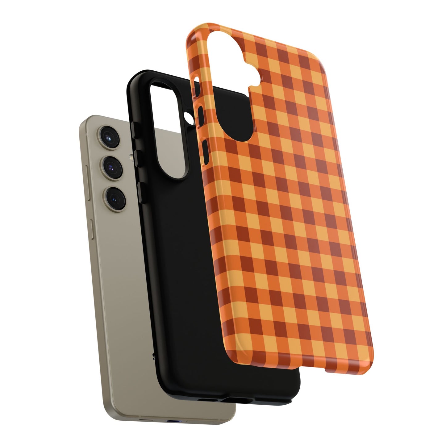 Orange Gingham Checkered Samsung Case