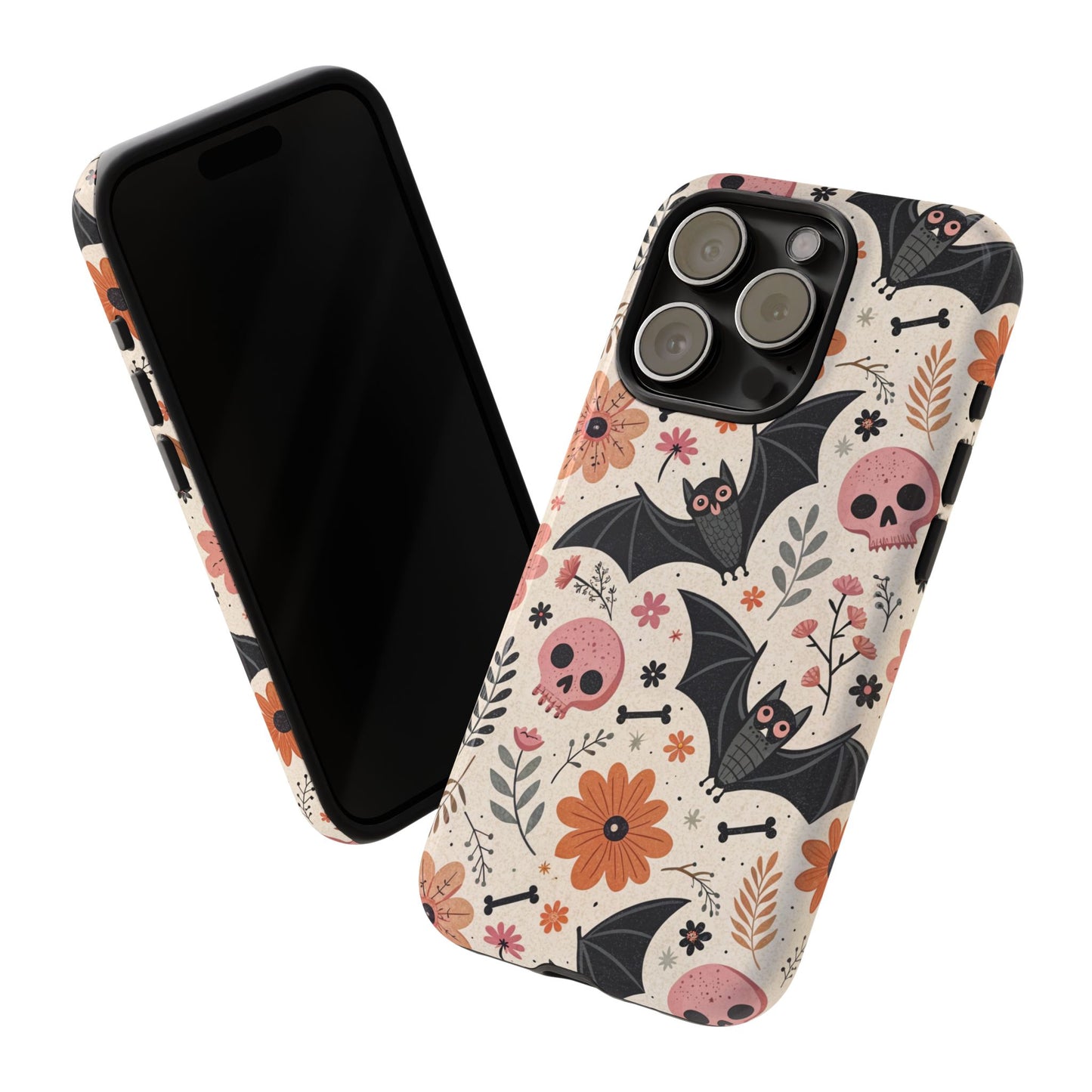 Floral Bats & Skulls Halloween iPhone Case