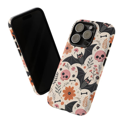 Floral Bats & Skulls Halloween iPhone Case