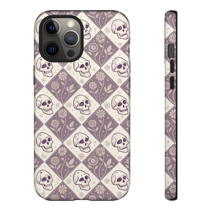 Vintage Skull & Floral Diamond iPhone Case