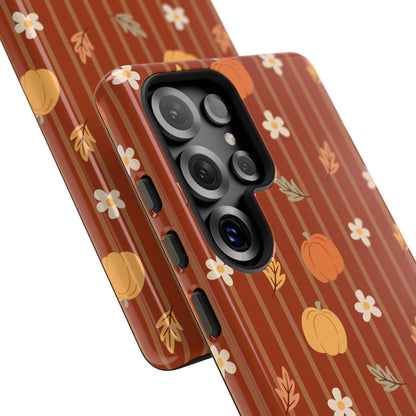 Pumpkin Spice Floral Stripe Samsung Case
