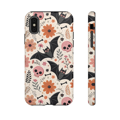 Floral Bats & Skulls Halloween iPhone Case