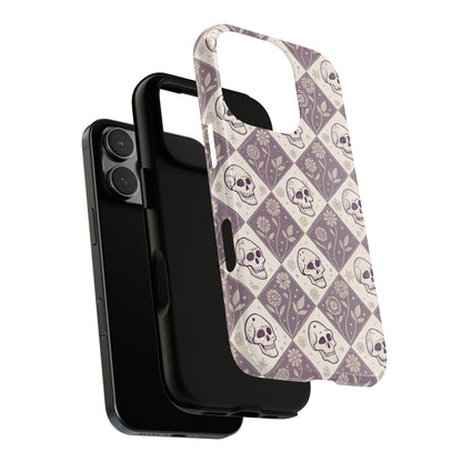 Vintage Skull & Floral Diamond iPhone Case