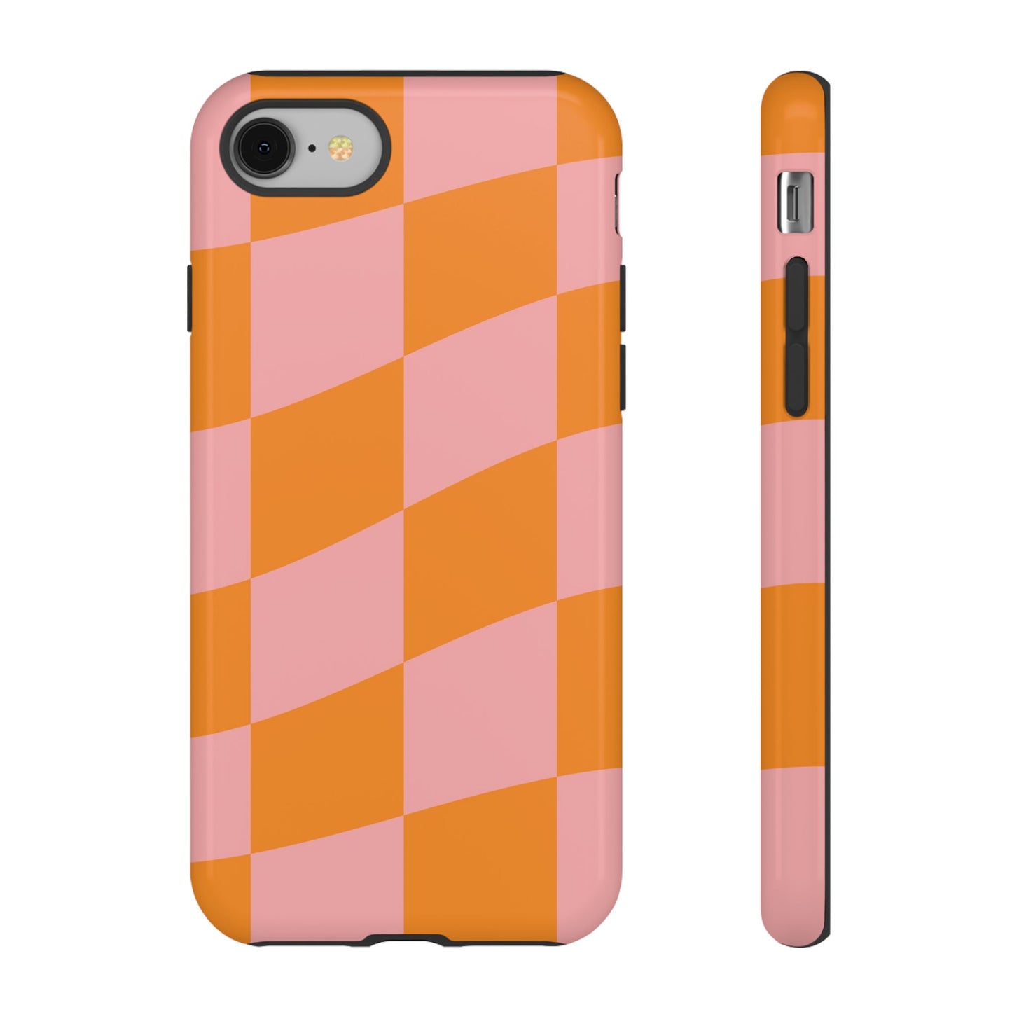 Pink & Orange Wavy Checker iPhone Case