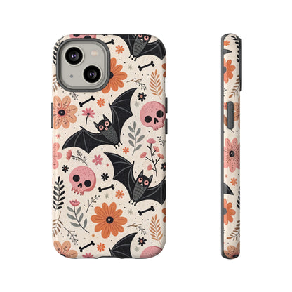 Floral Bats & Skulls Halloween iPhone Case