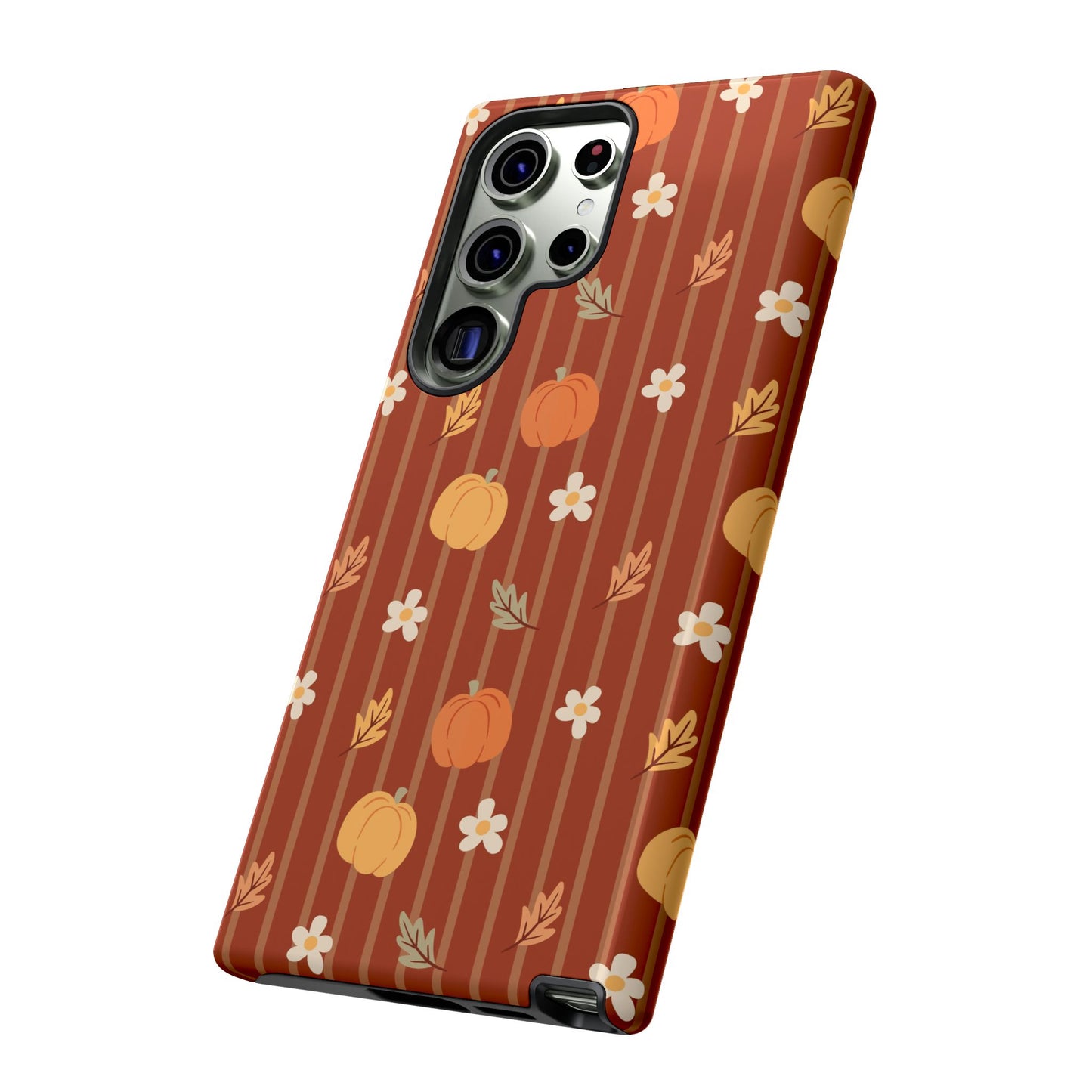Pumpkin Spice Floral Stripe Samsung Case