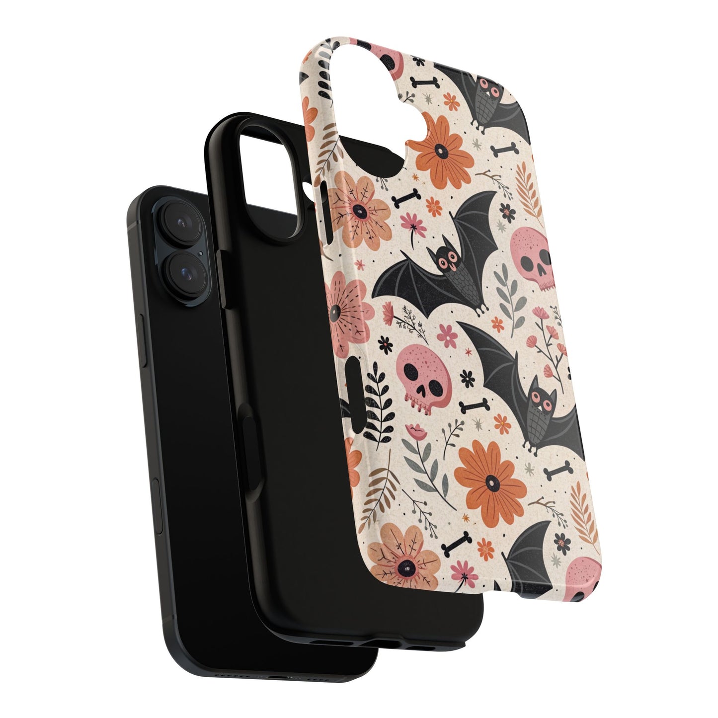 Floral Bats & Skulls Halloween iPhone Case