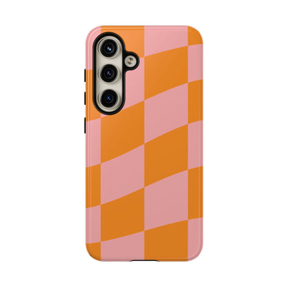 Pink & Orange Wavy Checker Samsung Case