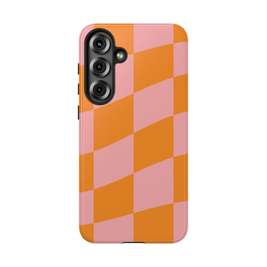 Pink & Orange Wavy Checker Samsung Case