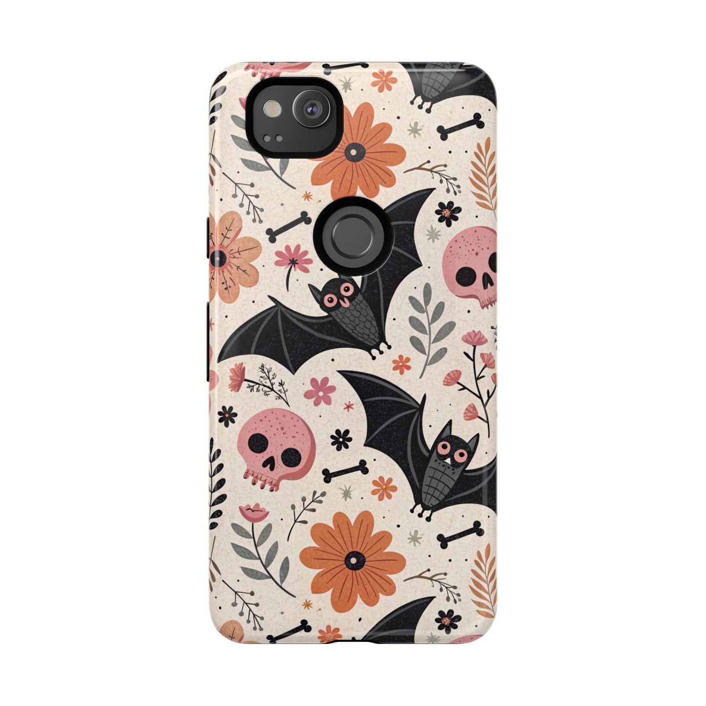 Floral Bats & Skulls Halloween Google Pixel Case