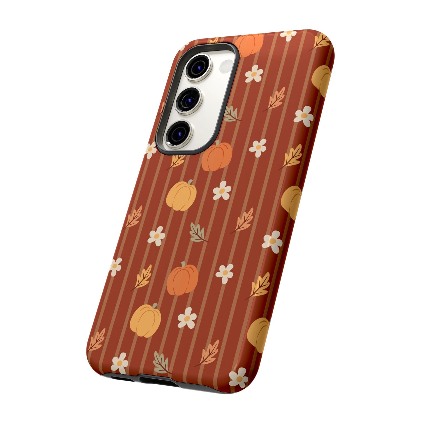 Pumpkin Spice Floral Stripe Samsung Case