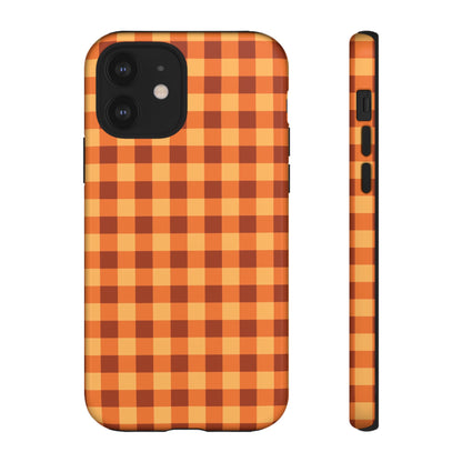 Orange Gingham Checkered iPhone Case