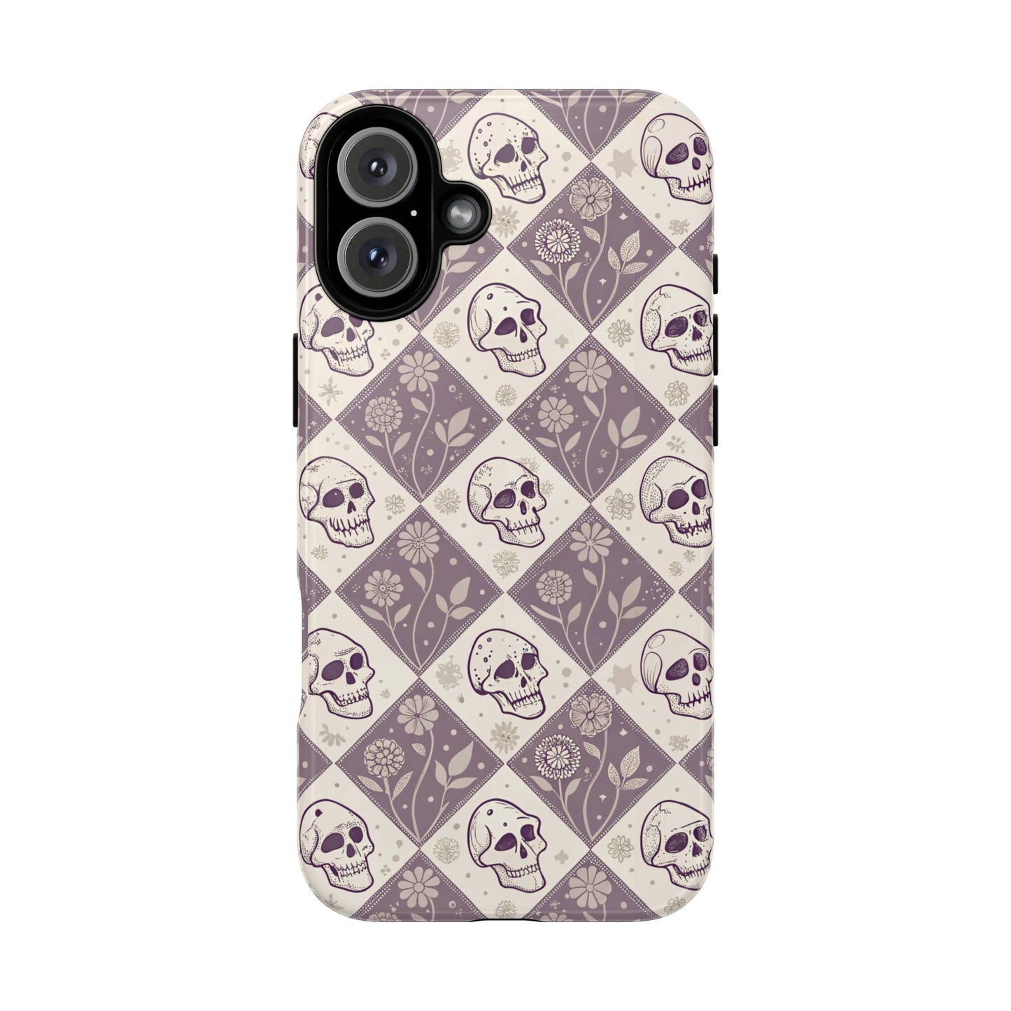 Vintage Skull & Floral Diamond iPhone Case