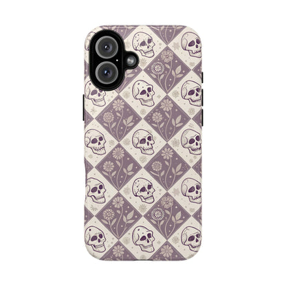 Vintage Skull & Floral Diamond iPhone Case