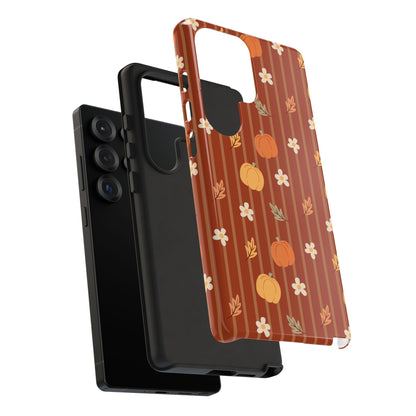 Pumpkin Spice Floral Stripe Samsung Case