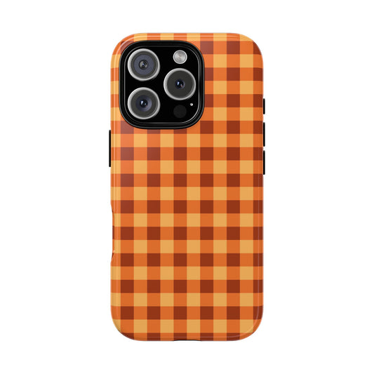 Orange Gingham Checkered iPhone Case