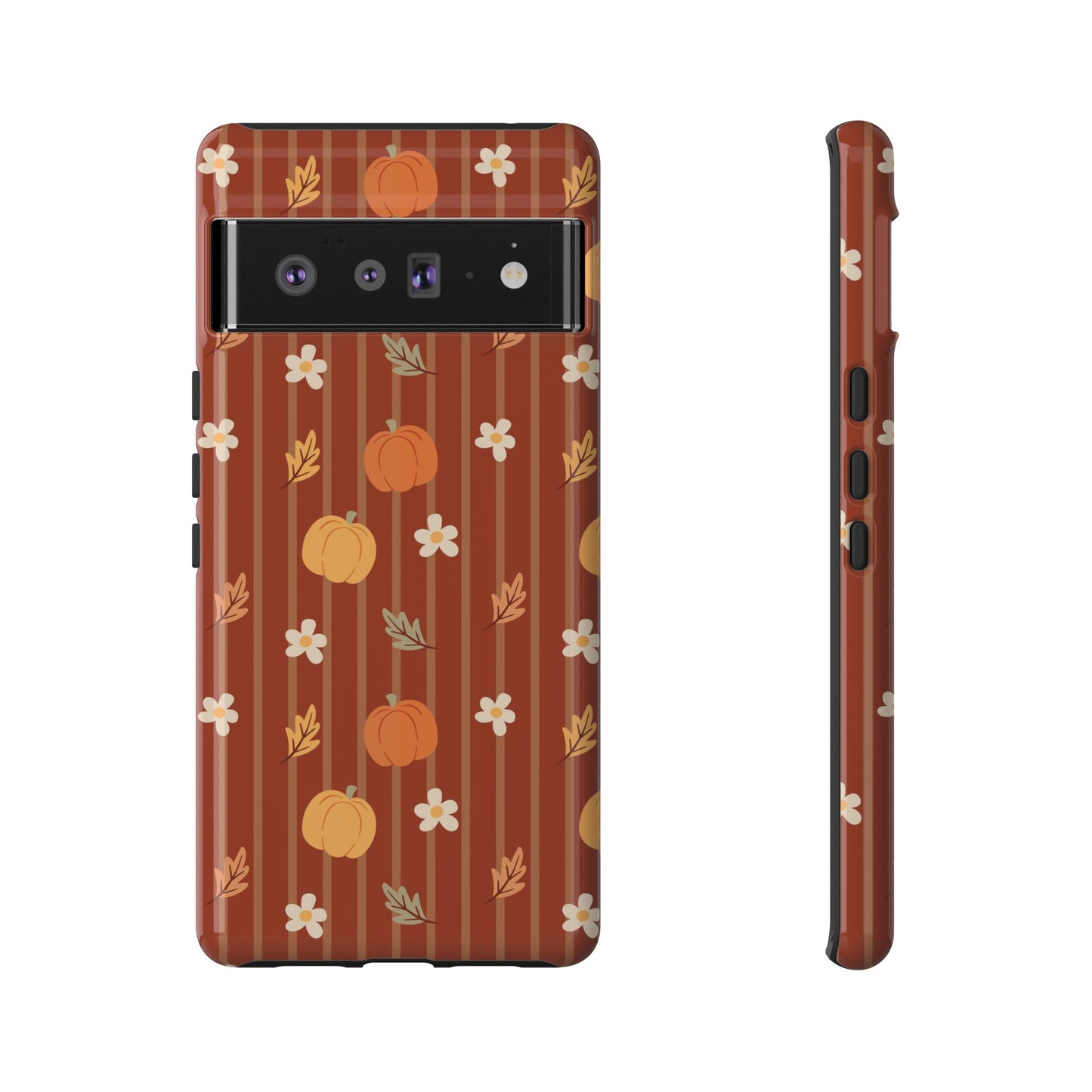 Pumpkin Spice Floral Stripe Google Pixel Case