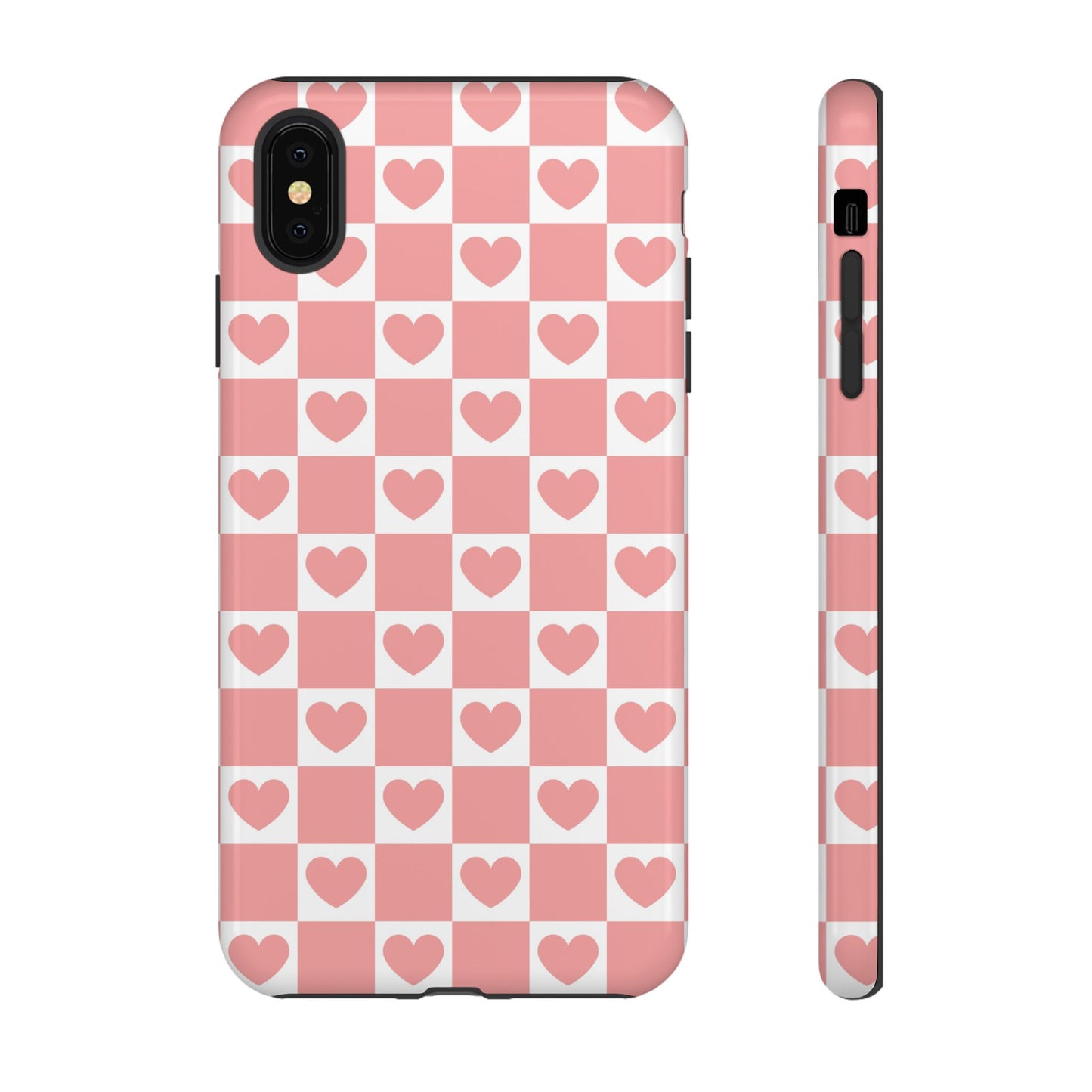 Pink Heart Checkerboard iPhone Case