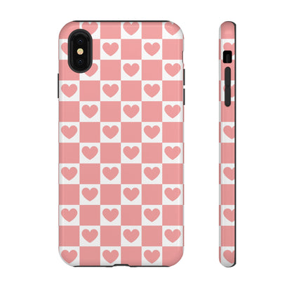 Pink Heart Checkerboard iPhone Case