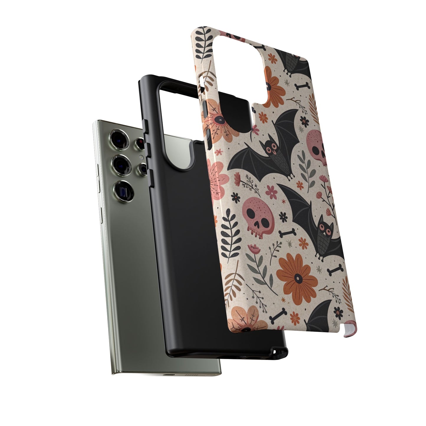 Floral Bats & Skulls Halloween Samsung Case