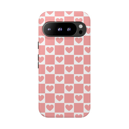 Pink Heart Checkerboard Google Pixel Case