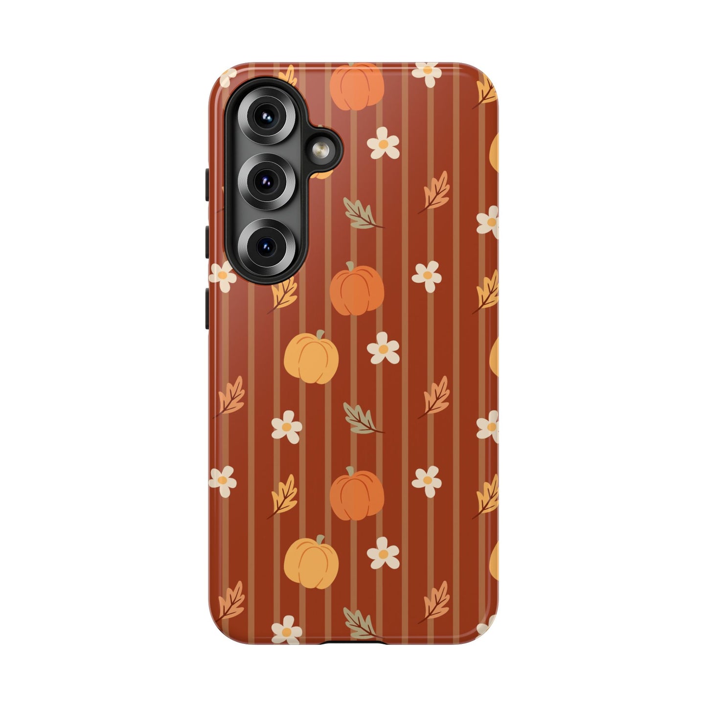 Pumpkin Spice Floral Stripe Samsung Case