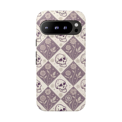 Vintage Skull & Floral Diamond Google Pixel Case