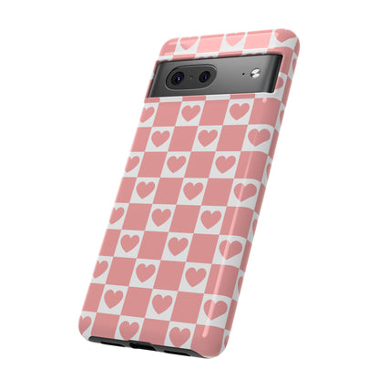 Pink Heart Checkerboard Google Pixel Case